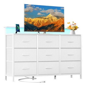JIONJOY 9-Drawer Storage Cabinet，RGB Lights and Anti - Tilt