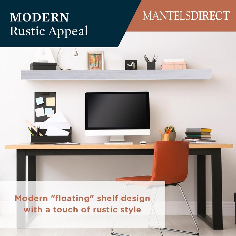 Modern Ember Vara Wood Mantel Shelf - Features Knots and Natural Distresssing, 2 of 7