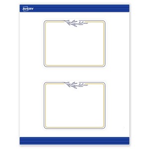 Avery 4.25" x 5.5" Cards, Gold & Navy Border with Florals, 20 ct - 1 of 4