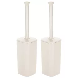 Slim mDesign Set of 2 Toilet Brush Holder Plastic Toilet Brush Set Cream Essential Freestanding Toilet Brush and Holder 