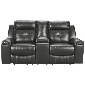 Kempten Double Reclining Loveseat with Console Black - Signature Design by Ashley