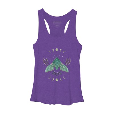 Women's Design By Humans Luna and Moth By EpisodicDrawing Racerback Tank Top