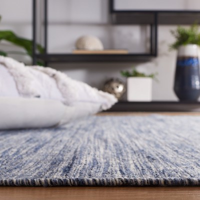 Navy and Beige Wool Flat Woven 3' x 5' Area Rug