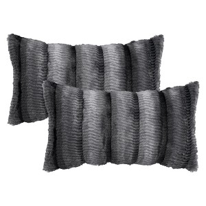 REGALWOVEN Fade-Resistant Plush Striped Luxury Series Soft Fluffy Modern Throw Pillow Covers 2 Pcs - 1 of 4