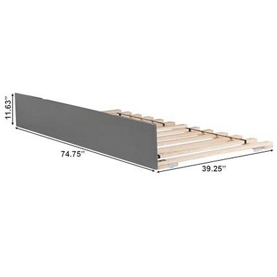 Nantucket Twin Gray Wood Frame Platform Trundle Bed
