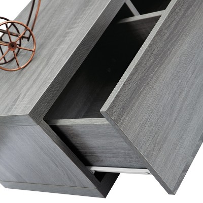 Gray MDF Expandable TV Stand with Shelves and Drawers