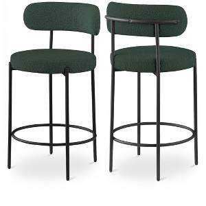 Meridian Furniture,Beacon Green Boucle Fabric Stool, Set of 2 - 1 of 4