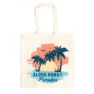 City Creek Prints Aloha Hawaii Canvas Tote Bag - 15x16 - Natural - 1 of 2
