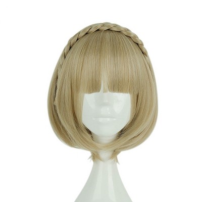 Unique Bargains Women's Bob Wigs 12" Yellow with Wig Cap