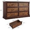 Zstar Farmhouse 6 Drawer Dresser with Metal Handles, Brown - 2 of 4