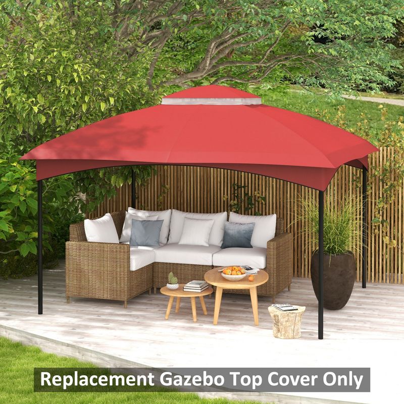 Outsunny 10' x 12' Gazebo Canopy Replacement, 2-Tier Outdoor Gazebo Cover Top Roof with Drainage Holes, (TOP ONLY), Wine Red, 2 of 7