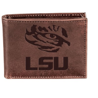 Evergreen NCAA LSU Tigers Brown Leather Bifold Wallet Officially Licensed with Gift Box