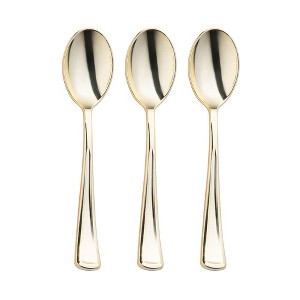 Smarty Had A Party Shiny Metallic Gold Plastic Spoons (600 Spoons) - 1 of 3