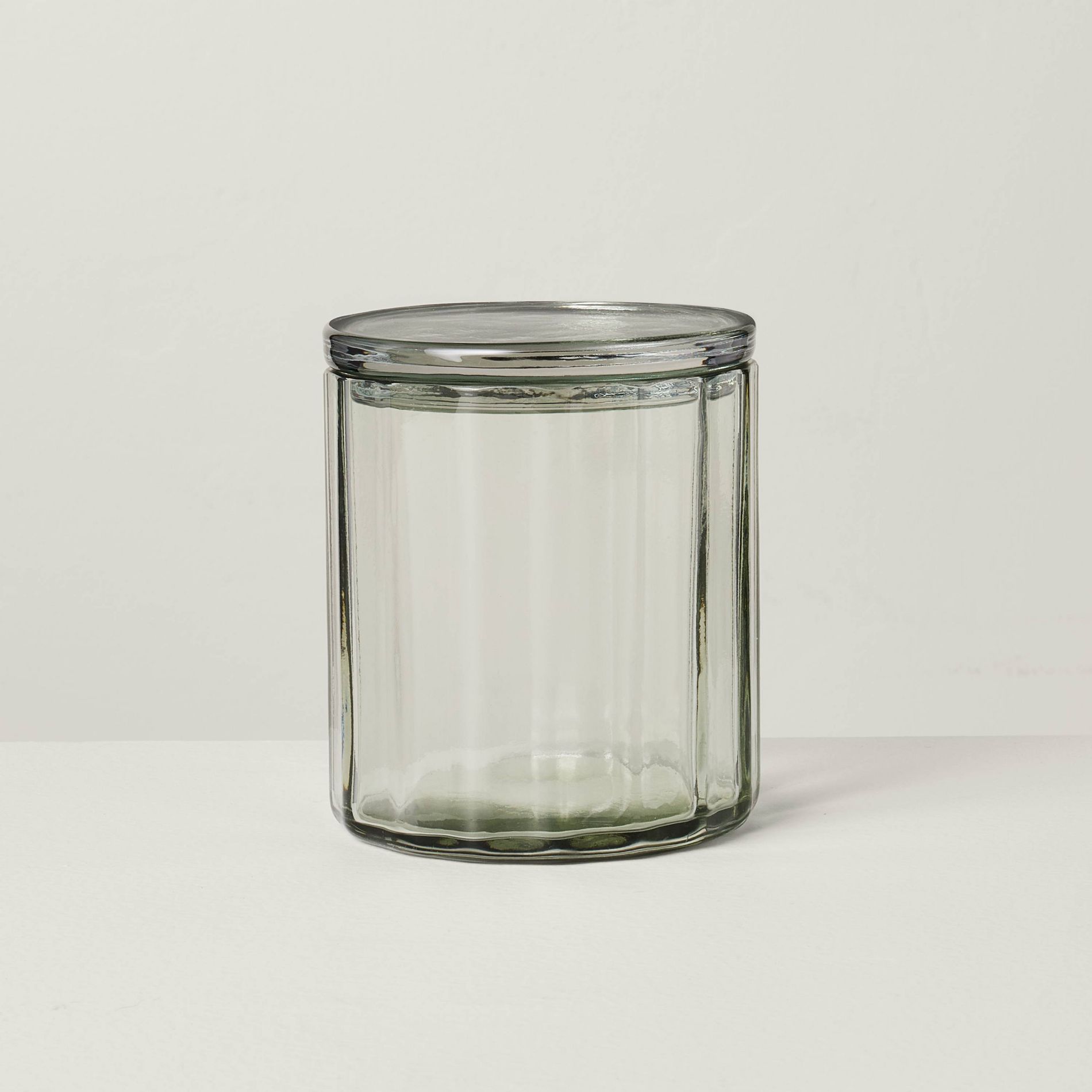Small Fluted Glass Bathroom Canister Light Green - Hearth & Hand™ with Magnolia