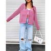 Womens Lightweight Crochet Cardigan Tie Front Shrugs Knit Cardigan Crop Tops Long Sleeve Mesh Sweaters Summer Beach Cover Up - Rose S - 4 of 4