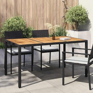 Garden Dining Table Black 59.1" x 35.4" x 29.5" Poly rattan - 1 of 4