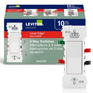 Leviton Decora Edge 15 amps 3-Way Rocker Switch White - Case of 10 - 1 each - 1 of 1