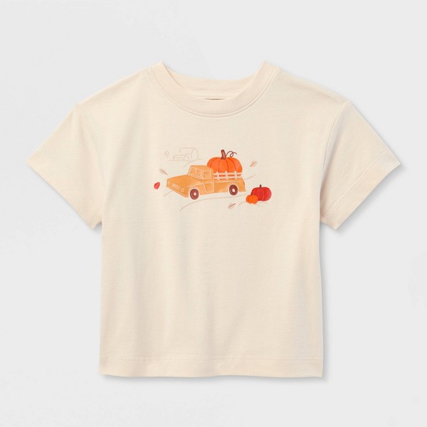 Camiseta de Manga Corta para Niño Pequeño de Camión de Otoño - Cat & Jack™ Crema 2