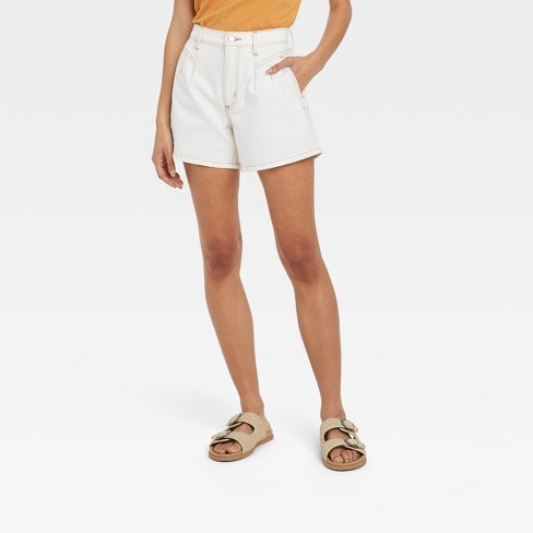 Women's High-rise A-line Midi Jean Shorts - Universal Thread™ White 0 ...