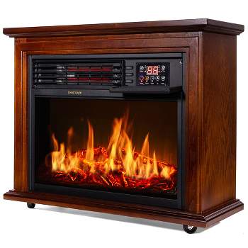 XtremepowerUS 1500W Electric Fireplace Infrared Quartz Wheels Space Heater Firebox