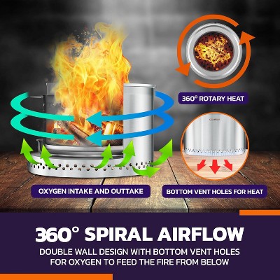 Large Polished Stainless Steel Wood Burning Fire Pit