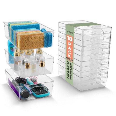 Sorbus 10 Pack Xlarge Clear Plastic Storage Bins with Handle - Perfect for kitchen, bathroom, pantry & more