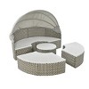 4 Piece Outdoor Wicker Patio Furniture Set,Round Sectional Sofa with Retractable Canopy,Patio Daybed with Adjustable Table,Cushions-Coolbibila - 3 of 4
