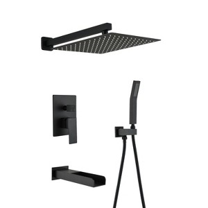 ONWITH Matte Black Shower Kit 10 inch Brass Bathroom Deluxe rain mixed Shower Kit - 1 of 4