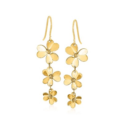Ross-Simons Italian 14kt Yellow Gold Floral Drop Earrings