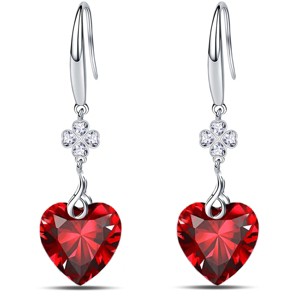 Paaaawaters 925 Sterling Silver 5A Pure Brillant Heart Cut Cubic Zirconia Love Heart Dangle Earrings for Women - 1 of 4