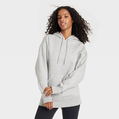 Women s Fleece Oversized Hooded Pullover Sweatshirt Joylab Heathered Gray L Target