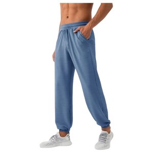 Anna-Kaci Active Men's Lightweight Textured Jogger Pants with Elastic Waist and Cuffed Ankles for Active and Casual Wear - 1 of 4