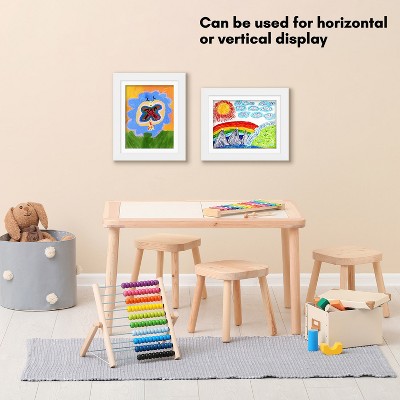 Americanflat 10x12.5 Kids Artwork Picture Frame in White- Displays 8.5x11 With Mat and 10x12.5 Without Mat -  2 Pack