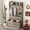 TiramisuBest 4-in-1 Detachable Hall Tree with Storage, 7 Hooks, Storage Drawers and Cabinet, Antique Beige Coat Rack for Entryway Hallway - 2 of 4