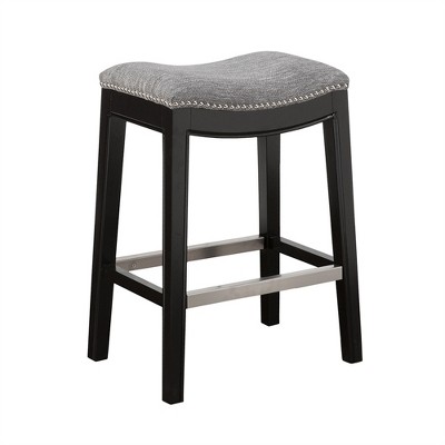 OUTSUPPLY Gray Contemporary Saddle Counter Stool, Backless Design Stool for Kitchen Islands & Bars, Easy Assembly