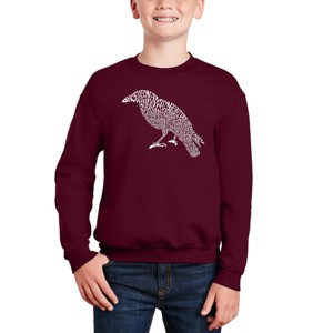 LA Pop Art Edgar Allen Poe'S The Raven - Boy's Word Art Crewneck Sweatshirt - 1 of 3