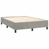 vidaXL Bed Frame Platform Bed Mattress Foundation Bedroom Furniture Velvet - Full Light Gray 13.8" - 3 of 4