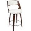 Cecina Mid-Century Modern Counter Stool with Swivel in Cherry and White Faux Leather by LumiSource - Set of 2 - 3 of 4