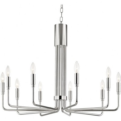 Polished Nickel 10-Light Candle Chandelier
