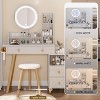 CAVINAS Makeup Vanity with Round Mirror Large Storage Bedroom Furniture Modern White Vanity for Bedroom, White Oak - 2 of 4