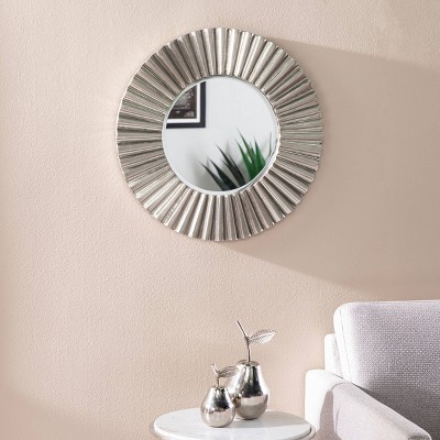 Pineder Aiden Lane Round Decorative Wall Mirror Silver - Southern Enterprises