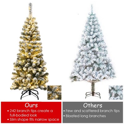 4.5ft Snow Flocked White Pencil Christmas Tree with LED Lights