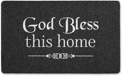 J&V TEXTILES "God Bless This Home" Outdoor Rubber Doormat 18" x 30"