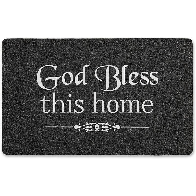 J&V TEXTILES "God Bless This Home" Outdoor Rubber Doormat 18" x 30", 1 of 4