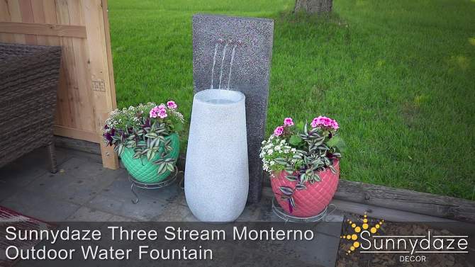 Sunnydaze 35"H Electric Polyresin Three Stream Monterno Outdoor Water Fountain with LED Light, 2 of 13, play video