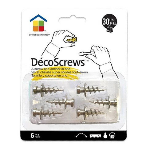 Bear Claw Screw Hanger Gold - 30lb Picture Hooks - 4-in-1 Hanging Screws  for D-Rings, Sawtooth, Wire and Keyholes - Mounts in Drywall and Wood Studs  30 Pack 