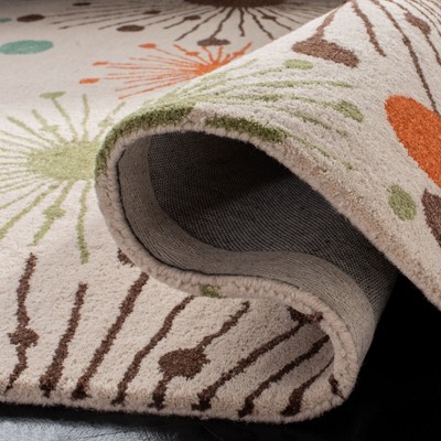 Ivory and Multi Floral Hand-Tufted Wool 6' x 9' Area Rug