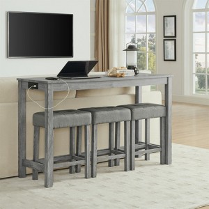 Aukfa 4-Piece Multi-Functional Dining & Bar Table Set with Built-in Power Outlet - Modern Space-Saving Solution for Living Rooms - 1 of 4