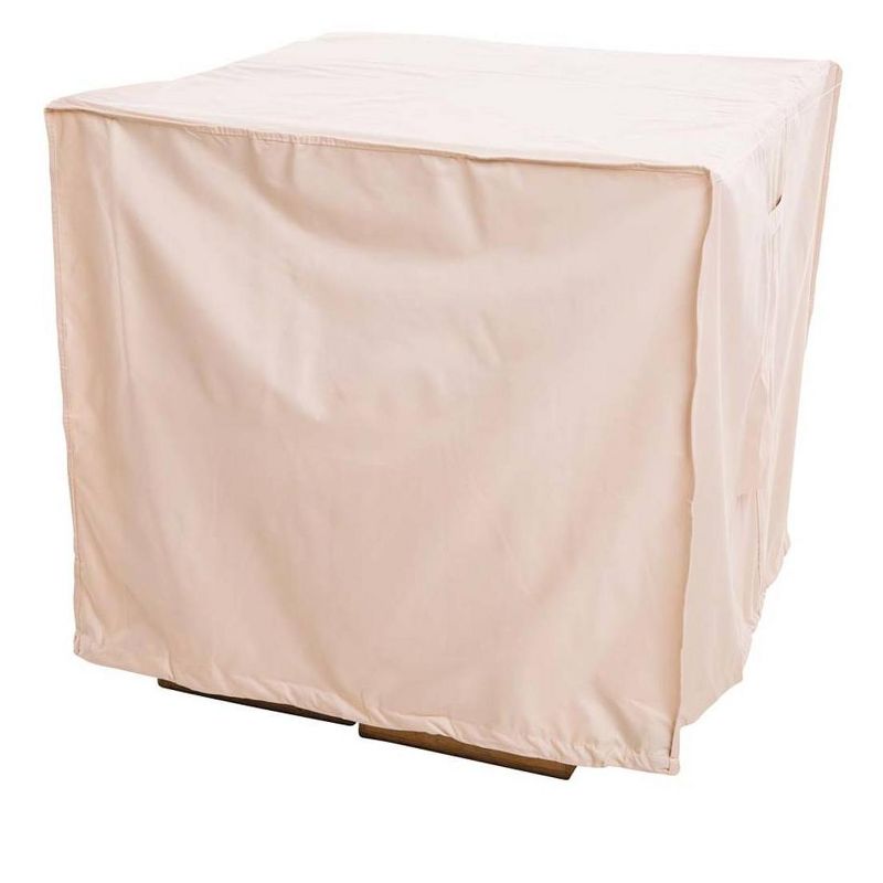 Plow & Hearth - Heavy Duty Deluxe Outdoor Square AC Unit Cover, Sand, 2 of 3