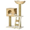 PawHut Cattail Weave Cat Tree for Indoor Cats Kitty Tower with Rattan Cat Condo, Wicker Bed, Ladder, Washable Cushions, 22.5" x 14.5" x 39.5", Natural - 4 of 4